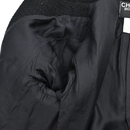 Chanel 1995 Single Breasted Collarless Jacket Black #40