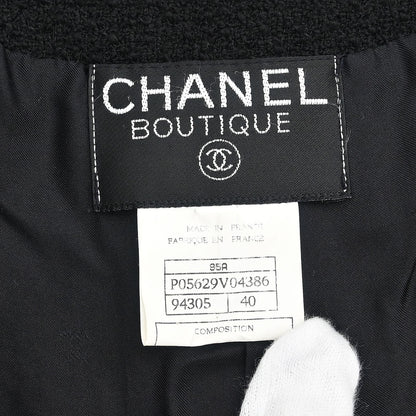 Chanel 1995 Single Breasted Collarless Jacket Black #40
