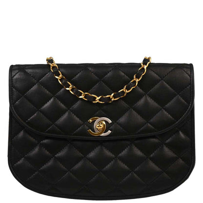 Chanel 1994-1996 Black Lambskin Paris Shoulder Bag