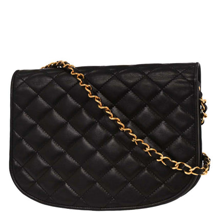 Chanel 1994-1996 Black Lambskin Paris Shoulder Bag