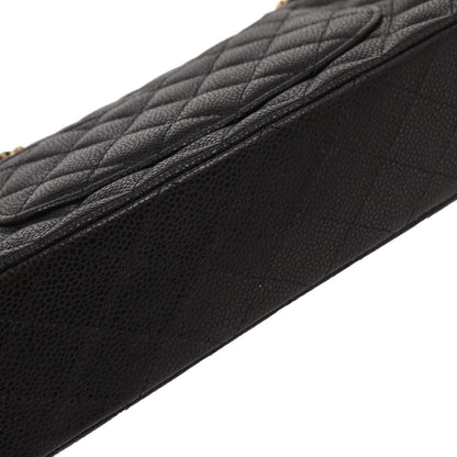 Chanel 2008-2009 Black Calfskin Medium Classic Double Flap Shoulder Bag