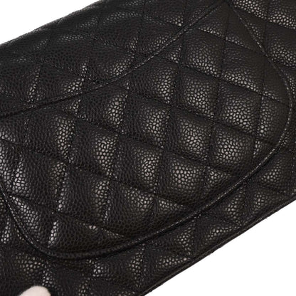 Chanel 2008-2009 Black Calfskin Medium Classic Double Flap Shoulder Bag