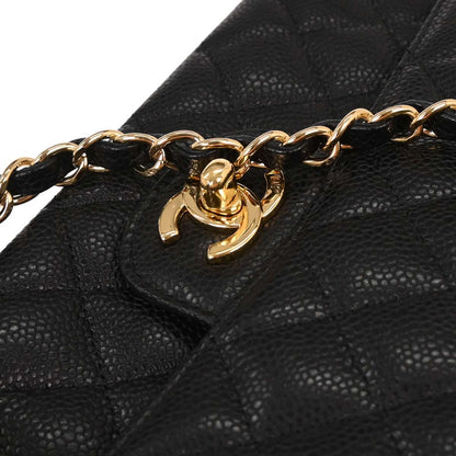 Chanel 2008-2009 Black Calfskin Medium Classic Double Flap Shoulder Bag