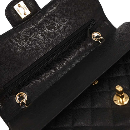 Chanel 2008-2009 Black Calfskin Medium Classic Double Flap Shoulder Bag