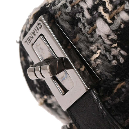 Chanel 2005-2006 Black Tweed Camellia Shoulder Bag