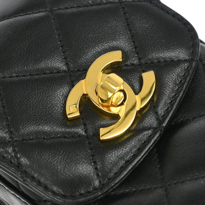 Chanel 1994-1996 Black Lambskin Chain Shoulder Bag Pochette Case