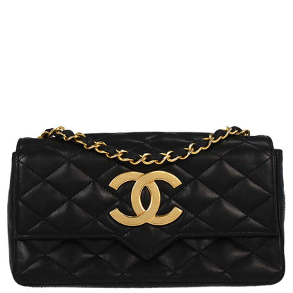 Chanel 1986-1988 Black Lambskin Shoulder Bag