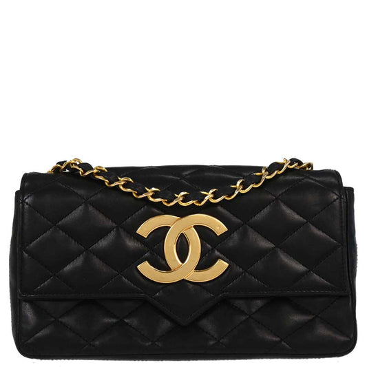Chanel 1986-1988 Black Lambskin Shoulder Bag