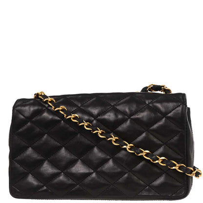 Chanel 1986-1988 Black Lambskin Shoulder Bag