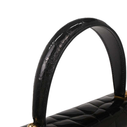 Salvatore Ferragamo * Black Crocodile Gancini 2way Shoulder Handbag