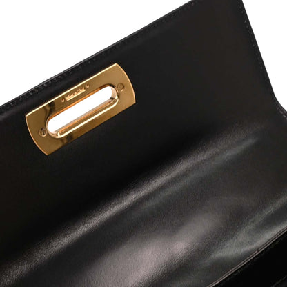 Salvatore Ferragamo * Black Crocodile Gancini 2way Shoulder Handbag