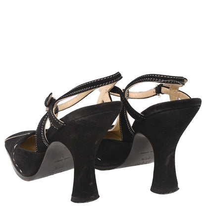 Prada * Black Suede Shoes Sandals Mules #36 1/2