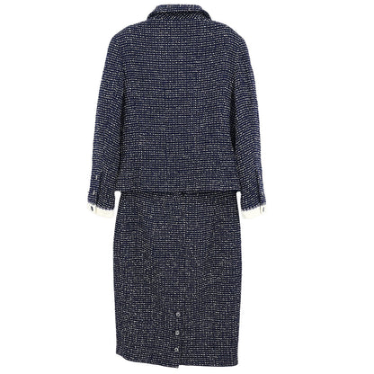 Chanel 1996 Setup Suit Jacket Skirt Navy #38