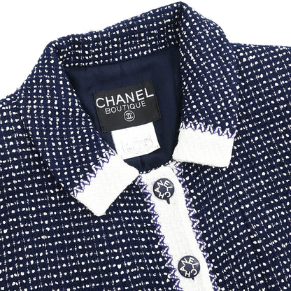 Chanel 1996 Setup Suit Jacket Skirt Navy #38