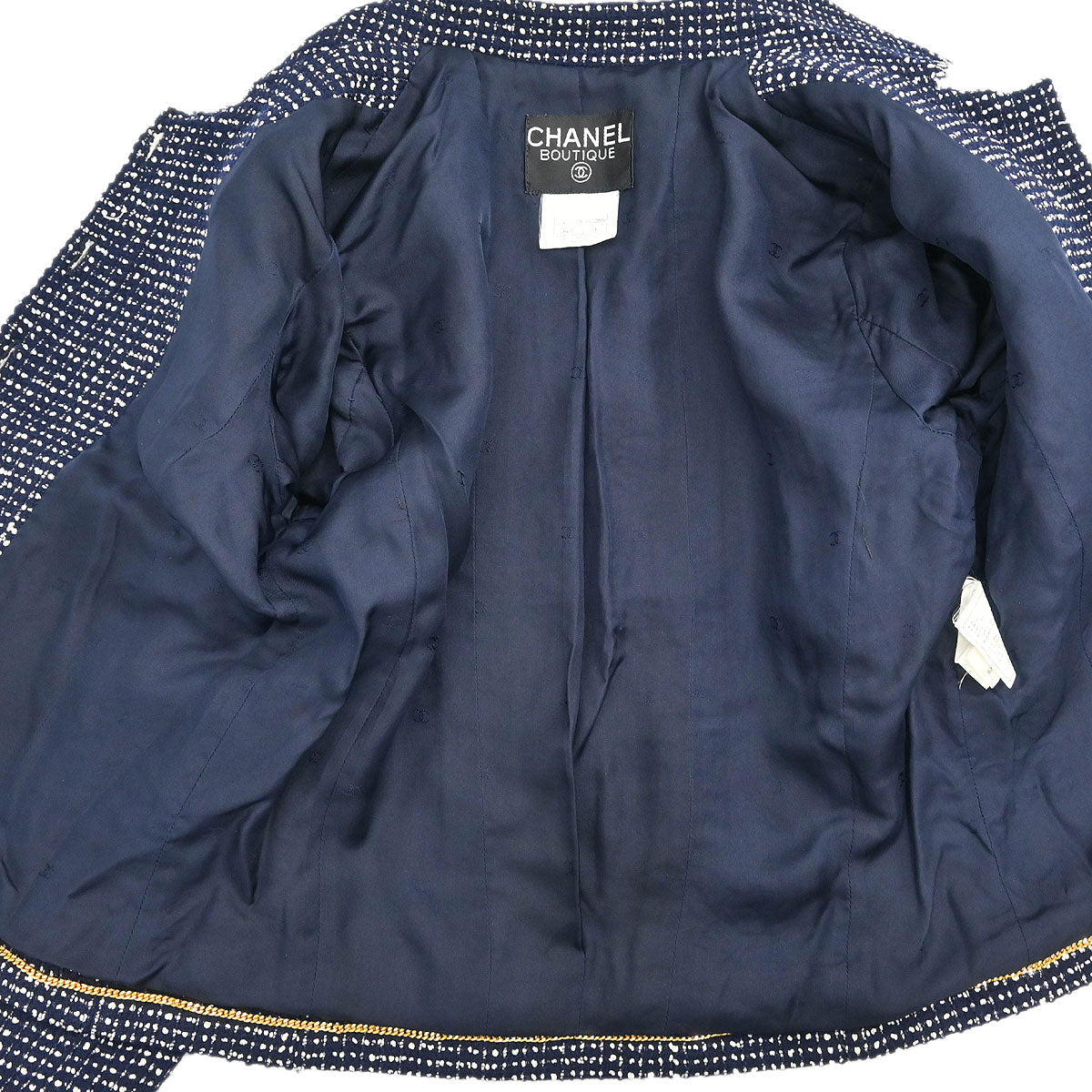 Chanel 1996 Setup Suit Jacket Skirt Navy #38