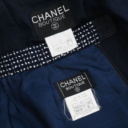 Chanel 1996 Setup Suit Jacket Skirt Navy #38