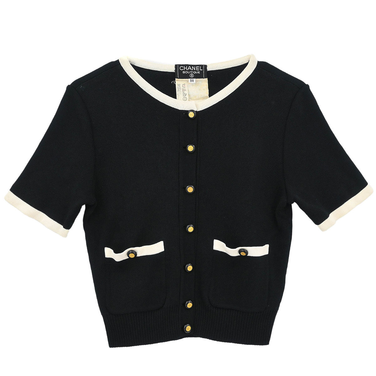 Chanel Short Sleeve Cardigan Black #38