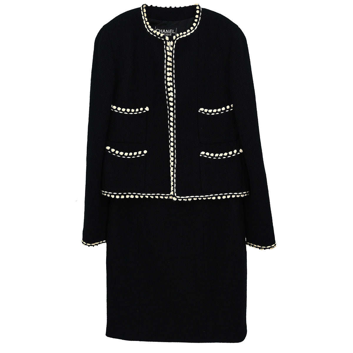 Chanel 1994 Setup Suit Jacket Skirt Black #38