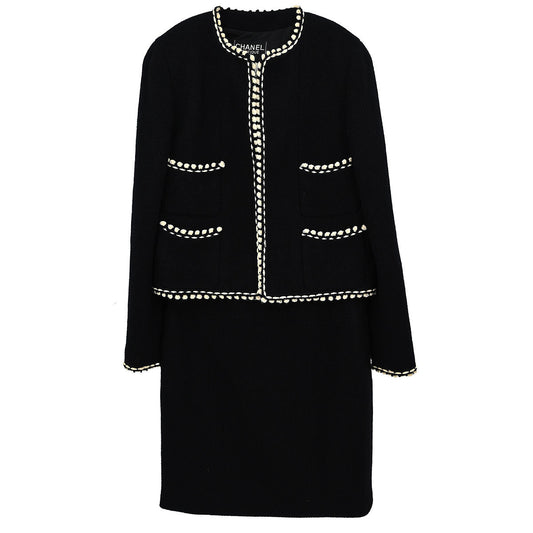 Chanel 1994 Setup Suit Jacket Skirt Black #38