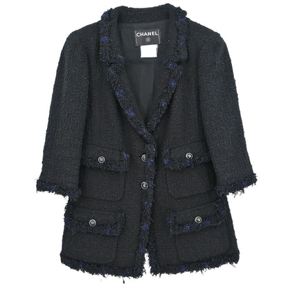 Chanel 2007 Collarless Single Breasted Jacket Black #38