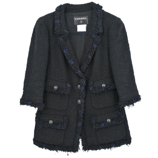 Chanel 2007 Collarless Single Breasted Jacket Black #38