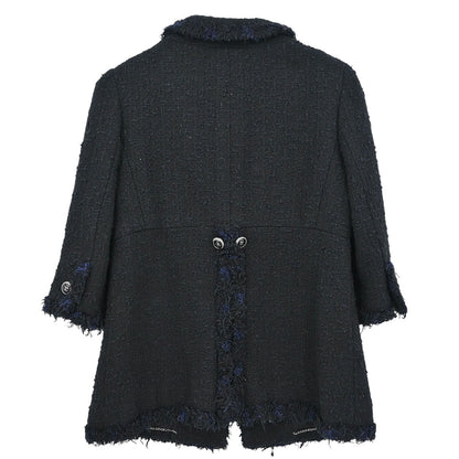 Chanel 2007 Collarless Single Breasted Jacket Black #38