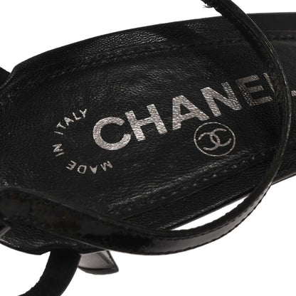 Chanel * Black Leather Shoes Sandals Mules #36
