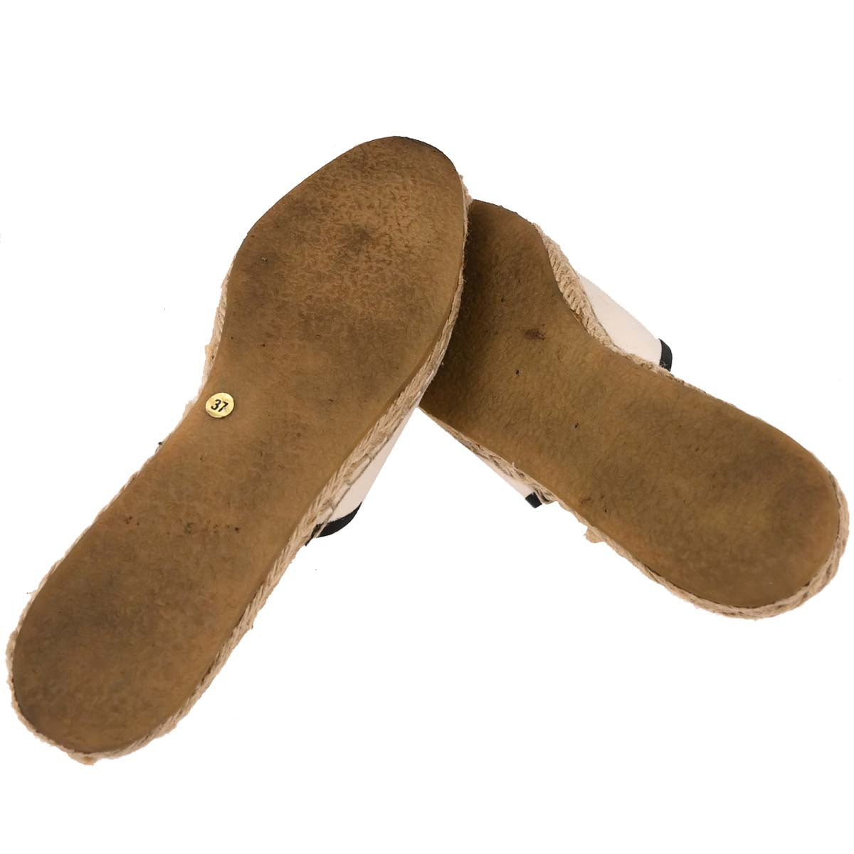 Chanel * White Canvas Espadrilles Shoes Sabot Sandals #37 – AMORE