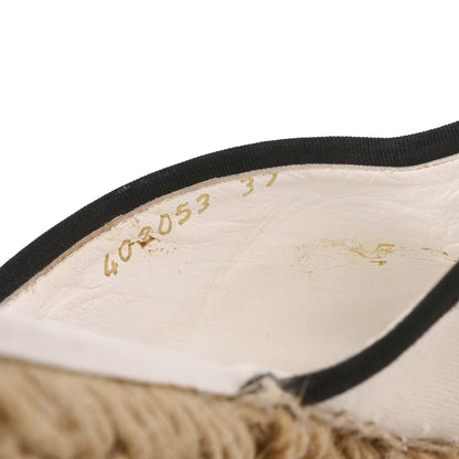 Chanel * White Canvas Espadrilles Shoes Sabot Sandals #37