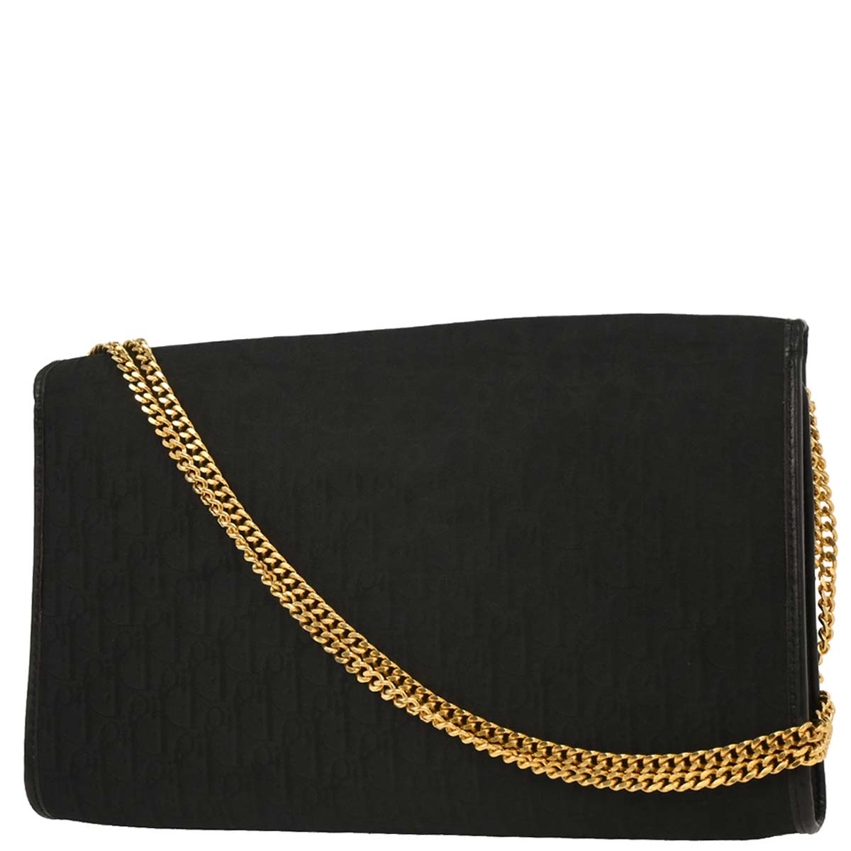 Christian Dior Black Canvas Trotter Shoulder Bag