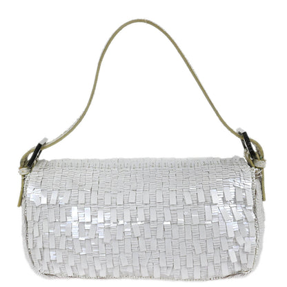 Fendi * White Sequins Python Baguette Handbag