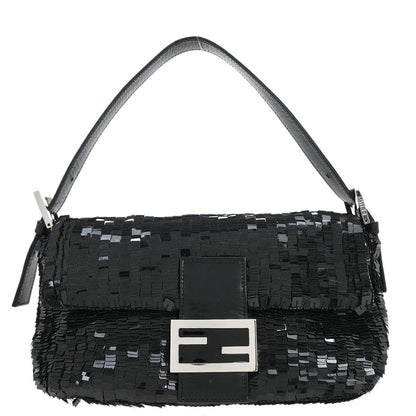 Fendi * Black Sequins Baguette Handbag