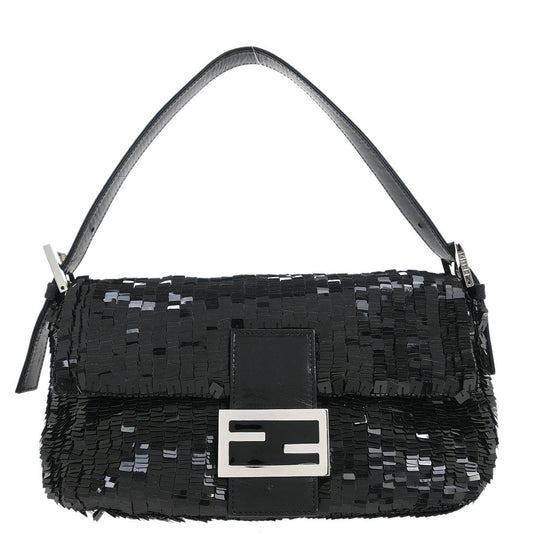 Fendi * Black Sequins Baguette Handbag