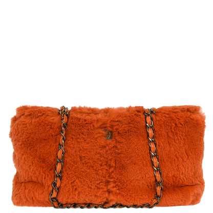 Chanel 2000-2001* Orange Rabbit Fur Tote Chain Handbag
