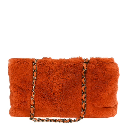 Chanel 2000-2001* Orange Rabbit Fur Tote Chain Handbag