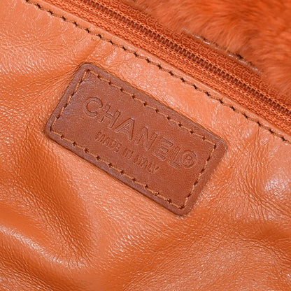 Chanel 2000-2001* Orange Rabbit Fur Tote Chain Handbag