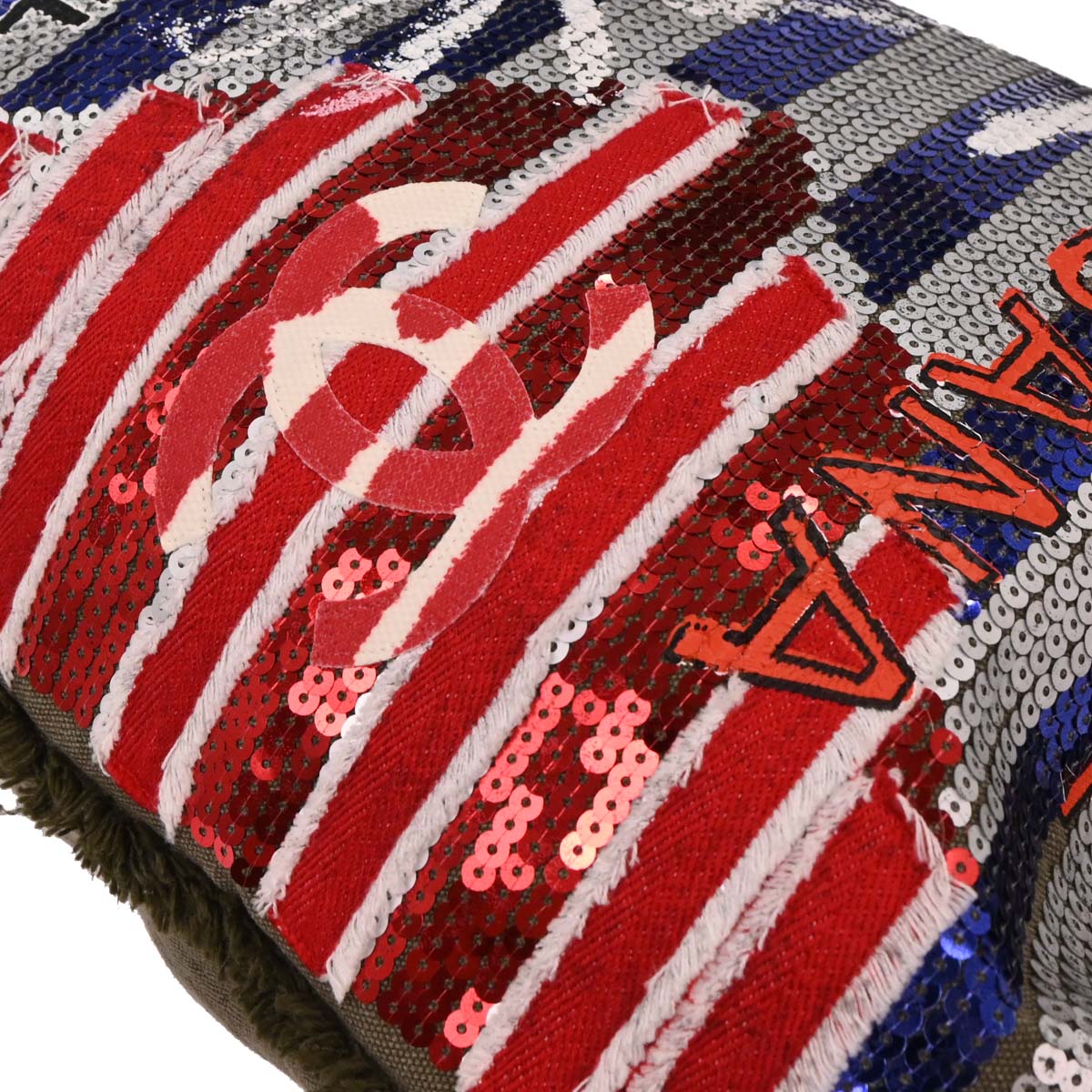 Chanel 2017 Gray Canvas Sequins Paris-Cuba Cubano Trip Backpack