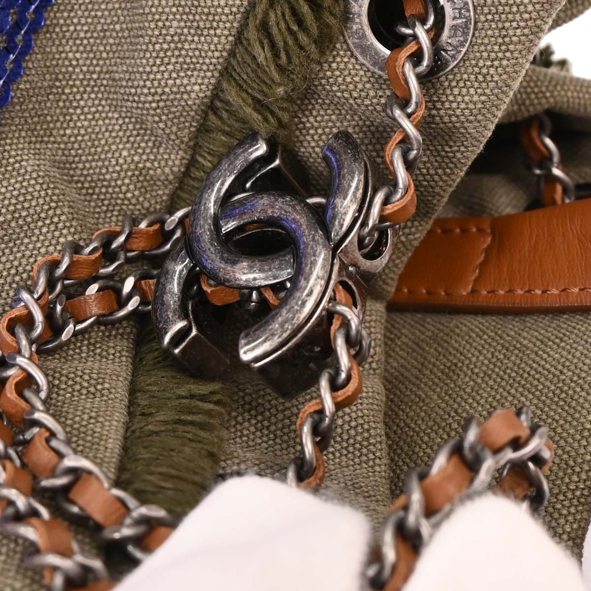 Chanel 2017 Gray Canvas Sequins Paris-Cuba Cubano Trip Backpack