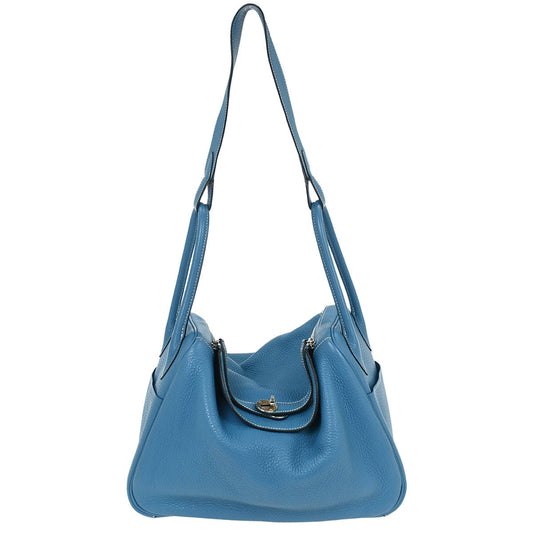 Hermes Blue Jean Taurillon Clemence Lindy 34 Shoulder Bag