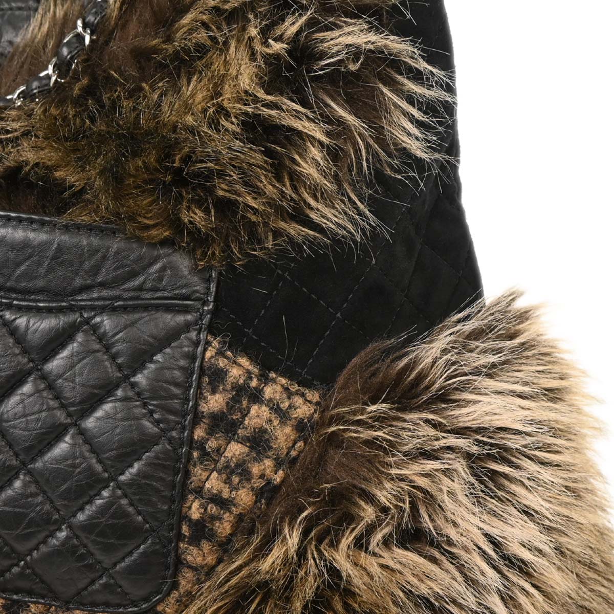 Chanel 2010-2011 Black Calfskin Tweed Mademoiselle Lock Shoulder Bag