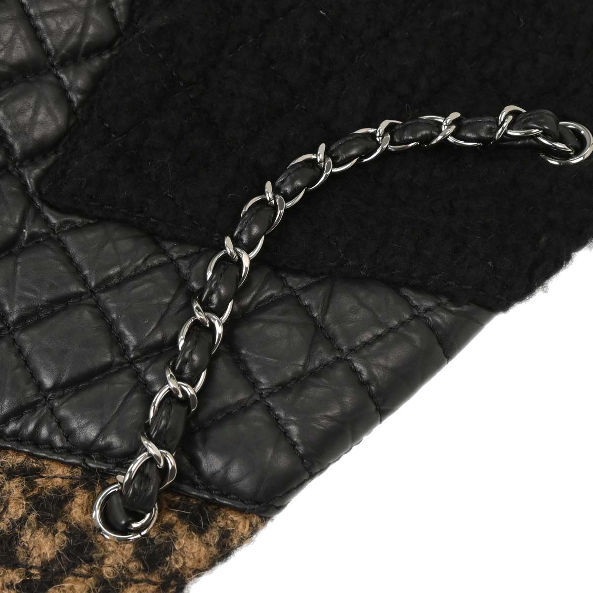 Chanel 2010-2011 Black Calfskin Tweed Mademoiselle Lock Shoulder Bag