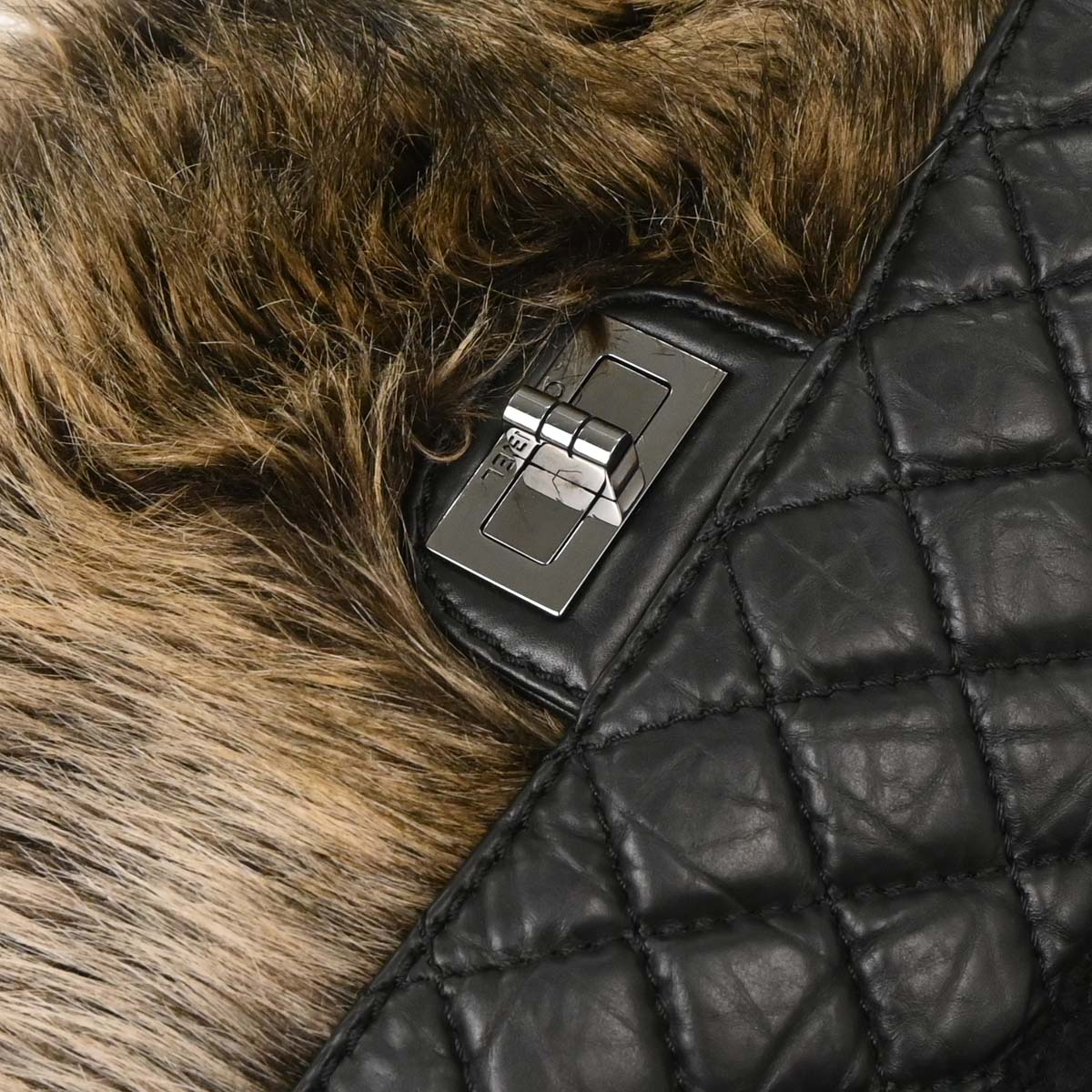 Chanel 2010-2011 Black Calfskin Tweed Mademoiselle Lock Shoulder Bag