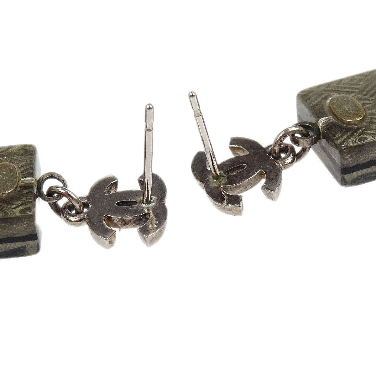 Chanel Dangle Piercing Earrings Silver 15S