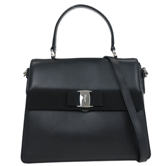 Salvatore Ferragamo Black Vara 2way Shoulder Handbag