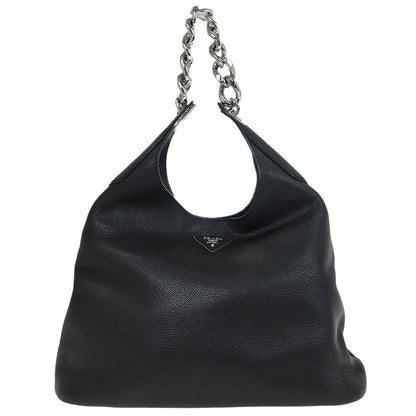 Prada Black Leather Hobo Handbag