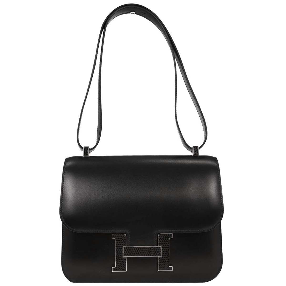 Hermes * Black Box Calf Lizard Constance 23 Shoulder Bag