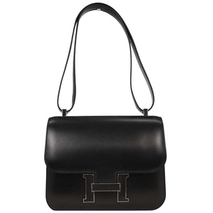 Hermes * Black Box Calf Lizard Constance 23 Shoulder Bag