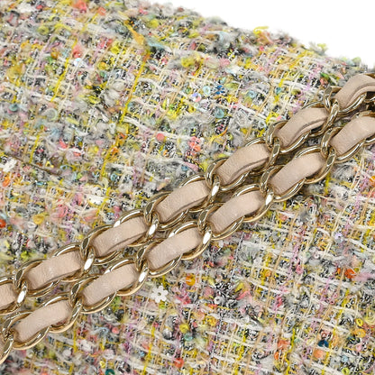 Chanel 2010-2011 White Tweed Garden Party Medium Classic Double Flap Shoulder Bag