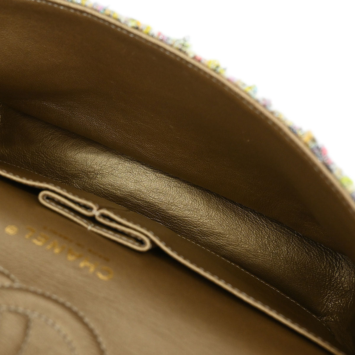 Chanel 2010-2011 White Tweed Garden Party Medium Classic Double Flap Shoulder Bag