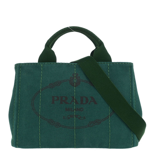 Prada Green Canvas Canapa Tote Handbag